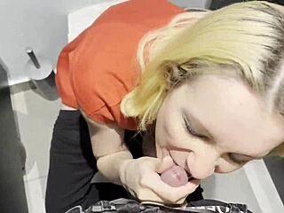 Risky rough doggystyle sex with cute girl in public toilet for money - squirting and ejaculation included 😏