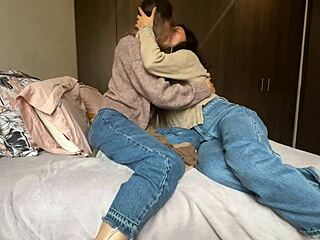 Neighbor teaches trying sheer stockings with husband