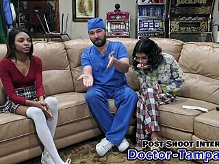 Dr Tampa works on human guinea pigs like Solana in Florida hospital with nurse gloves and POV
