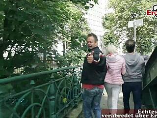 blonde teen picked up on street for anal threesome