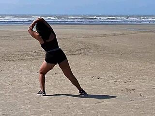 Wife fingers pussy after cum, bends over naked in backyard