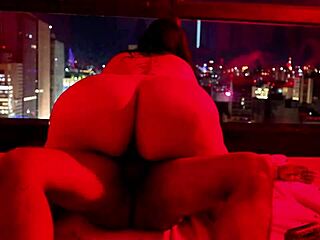 fucking the chubby girl in red light, she sits nicely on the big dick