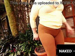 Redhead BBW MILF fucks her hot young 18+ personal trainer outside of her Miami home