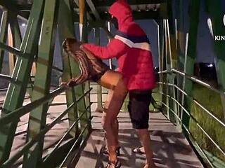 Wife Cheats with Arab Friend and French Guy in Outdoor Cuckold Threesome on Via Dutra Overpass