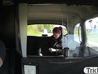 redhead babe banged by fraud driver in backseat outdoor