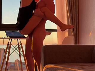 She meets the sunset while jumping on a big dick