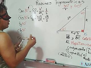 asian student learns trigonometry at 30 degrees in bedroom