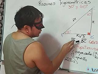 asian student learns trigonometry at 30 degrees in bedroom