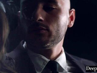 Latex-clad submissive Chanel Camryn craves public domination