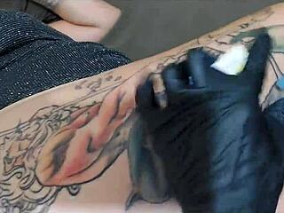 Tattoo created using anal plug in ass.