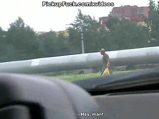 Young horny girl picked up for car sex
