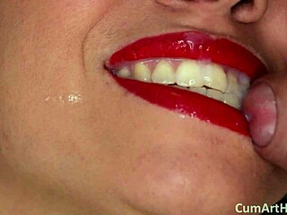 Watch the cumshot land on her smiling face in this POV scene