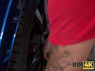 Rim4k Dame Licks Anus in Car Shop!