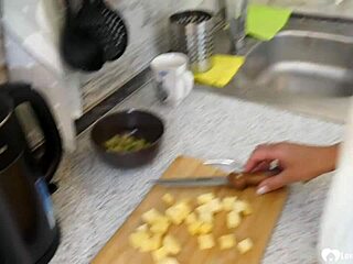 this hot milf needed rent money so she fucked in kitchen doggystyle