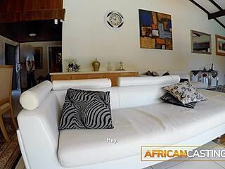 Ebony slut cums on white cock!