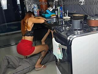 Married Latina housewife SEDUCES plumber OUTDOORS without panties