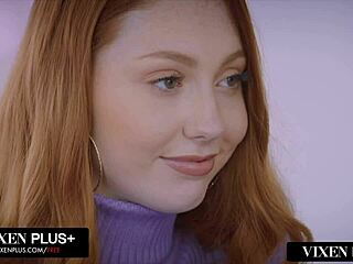 Redhead College Student Overcome with Desire Won't Stop Until Shaved Ass Filled with Cock Backstage