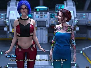 stranded in space, she misses a wild threesome with huge cocks