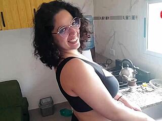 Lucky Stud Finds Bikini Stepsis in Kitchen Making Breakfast