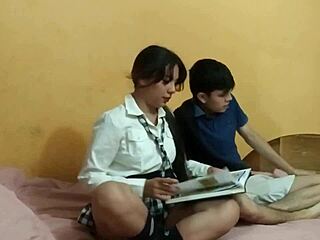 Latina brunette student stepsister begs for pussy licking and masturbation in various positions