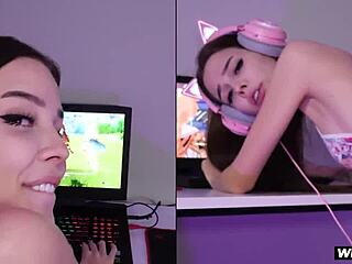 Skinny Petite Gamer Dominated by Roommate in Dorm