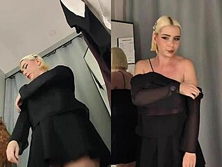 Girl tries on hot outfits, moving sensually in sexy clothes