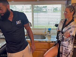 Hey, watch this stepmom seduce the plumber with her curvy body, big tits, and juicy ass for wild sex! 💦