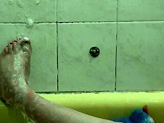 Cute naked girl assol bathes with soapy foam on her wet pussy, boobs, nipples, ass, and feet 😍