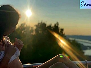 Intense nipple play in paradise