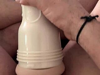play with my new fleshlight caught watching porn and jerk off my big dick