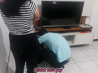 Housewife Shows New Lingerie to Technician for Opinion