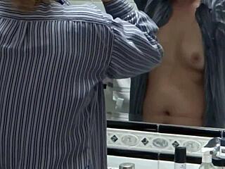 beautiful stepmother touches herself erotically and makes my cock very hard two cameras