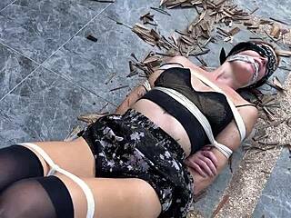 Hottie in Stockings Gets Tied and Tickled