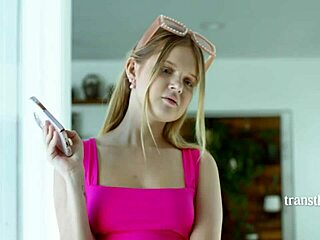 Frustrated Trans MILF Fucks Delivery Guy As Stepdaughter Watches