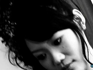 asian babe flashes cunt and gets pussy rub.