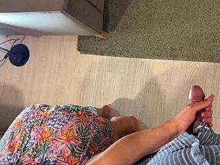 hey, that skinny brunette babe teases big cock in kitchen and living room, no orgasm yet?