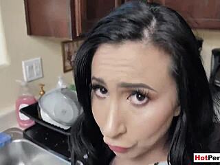 fucking my busty stepmother while she doing the dishes passionately