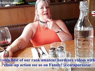 omg this pierced tattoo slut gets her dirty pussy fingered hard at restaurant 😈🔥