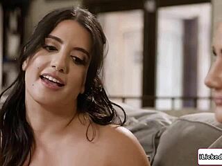 Busty Arab babe smothers lesbian lover's face in wild facesitting action