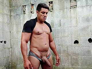 YURI GAÚCHO BRAZILIAN BEAR POUNDS HUGE COCK IN HAIRY SOLO FETISH