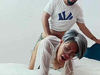 Step-mom rides step-son's cock wildly while cuckold watches her big ass bounce in taboo heat