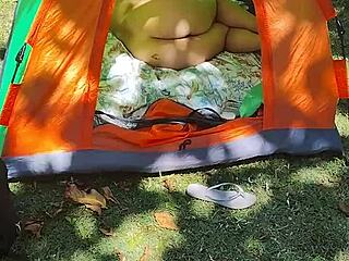 that redhead gets naughty solo on pinho beach