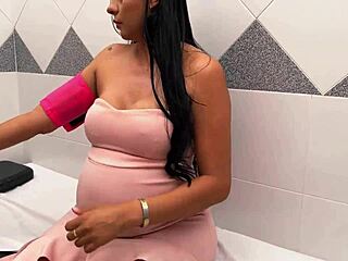 imagine fucking this skinny pregnant colombian brunette's tight ass in the doctor's office