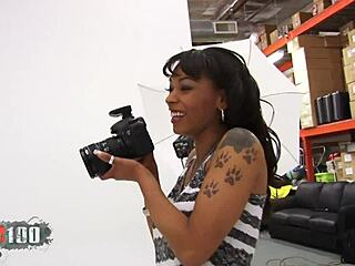 Ebony teen slammed by huge black cock