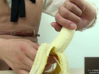 japanese hand crush fetish babe smashes banana softcore style