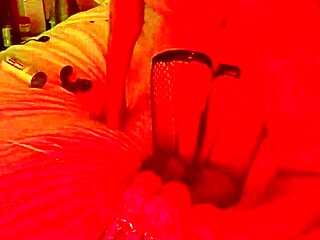 Homemade couple slut in fishnets bent over shaved pussy doggystyle anal assfucking surprise