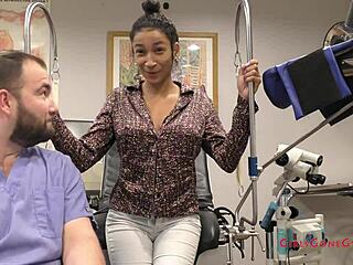 damn tampa university girl's backstage physical with miss mars spreading her big ass and tits