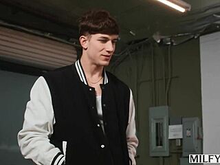 Milfy Justine in Lingerie Fucks Young Stud Doggystyle in Classic Car