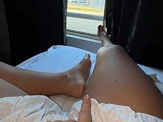 Colombian Fingers Juicy Swollen Pussy By Window!