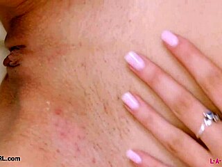 Classic brunette beauty strips sexy body in retro casting interview on sofa